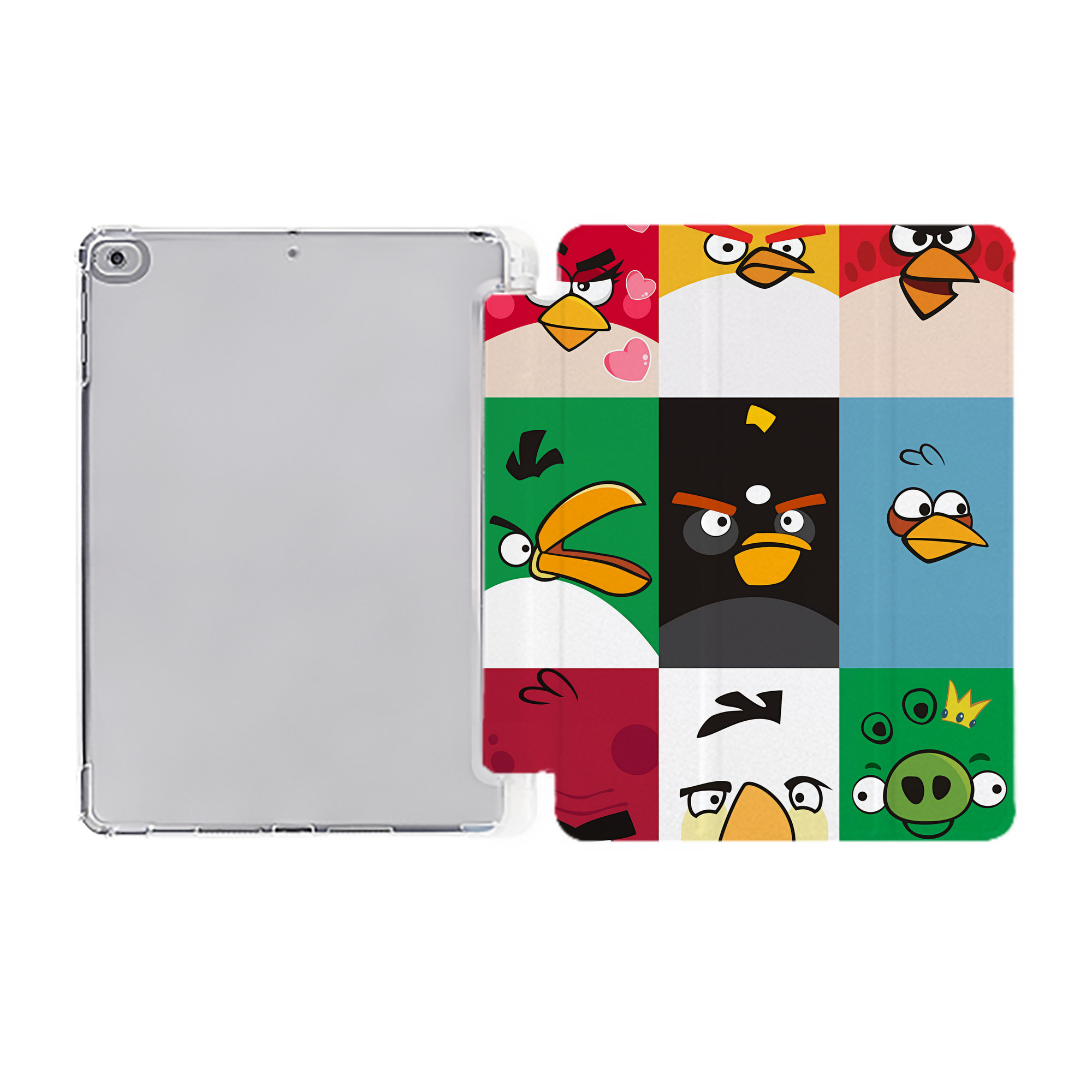 （画像用） Angry Birds アングリーバード IPad ケース ペン収納付き 三つ折りスタンド PUレザー×シリコン 対応機種9.5/10.5/10.9インチ